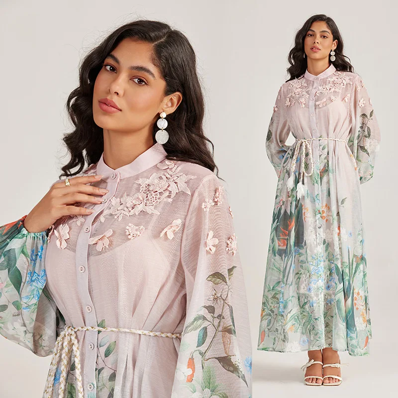   Sle Long Sve brodé Dr col montant t-shirt dimensionnel vacances Faion taille basse Thi hiver rue Sle