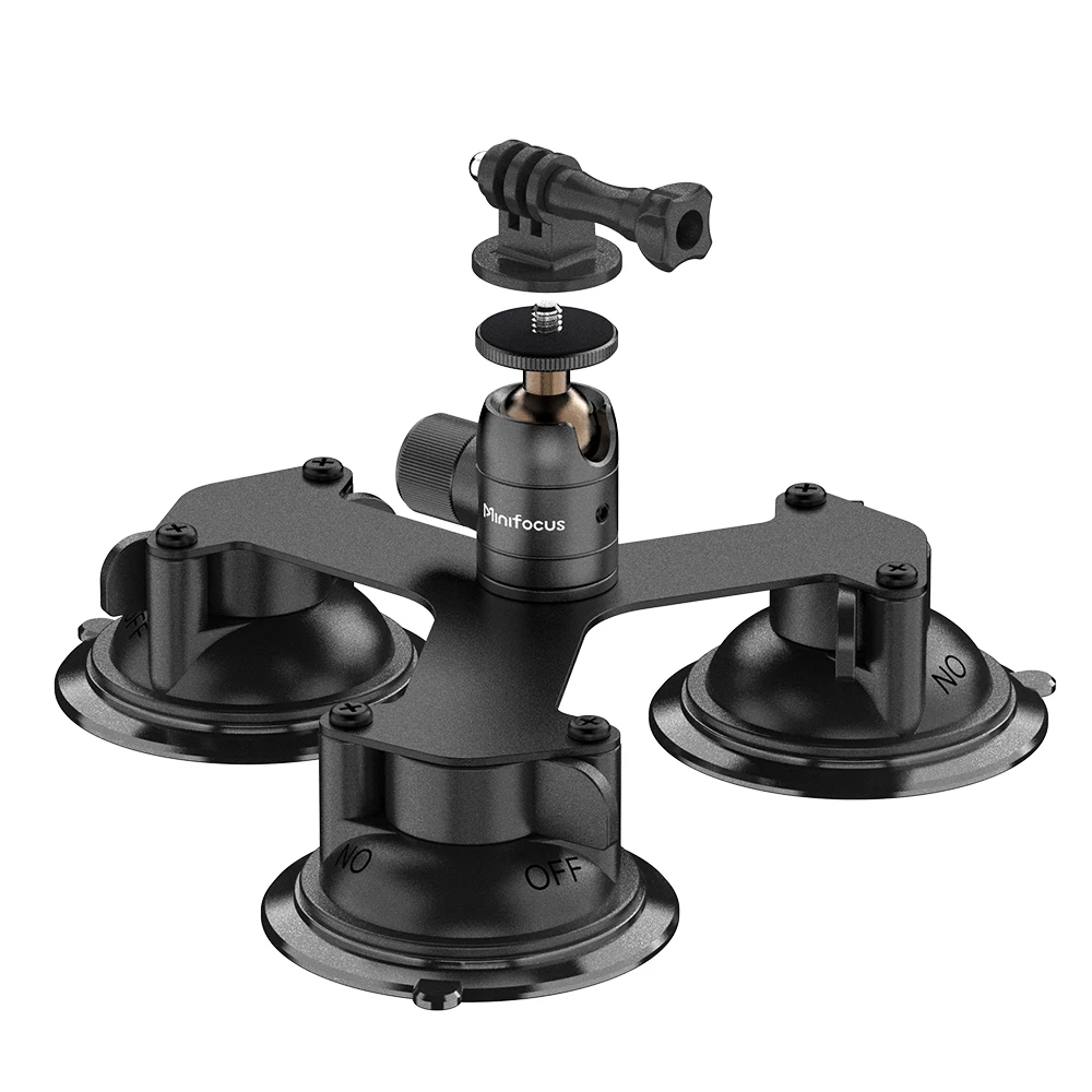 Autohouder met zuignap voor Insta360 x4, x3, x2, x, One RS,R voor GoPro Camera 5-in-1 zuignapset voor actiecamera's Selfie Stick