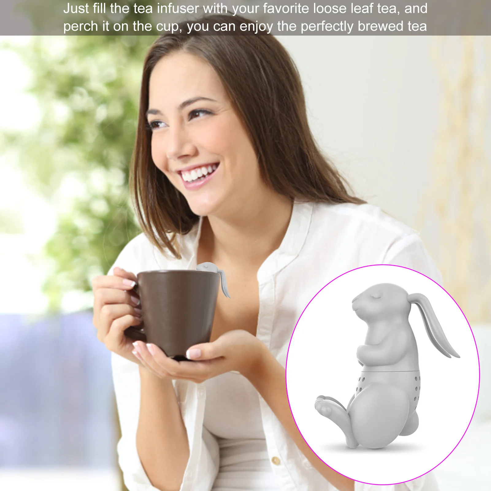 Rabbit Tea Infuser Cute Bunny Silicone Tea Maker Bunny Tea Infuser Filter Strainer Tea Diffuser Filter for Loose Leaf Tea