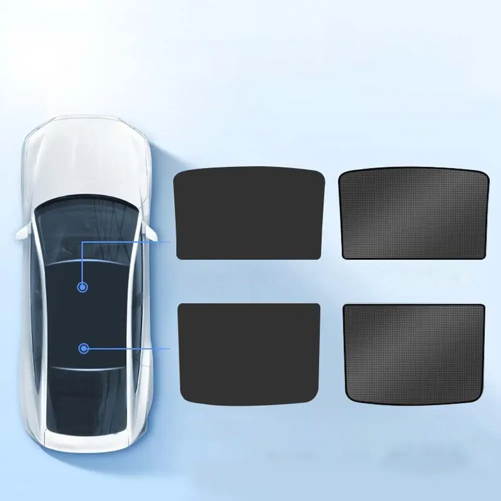 Voor Tesla Y 2021-2024 Nieuwe Upgrade Ijs Doek Gesp Zonnescherm Glazen Dak Voor Achter Auto-Accessoires