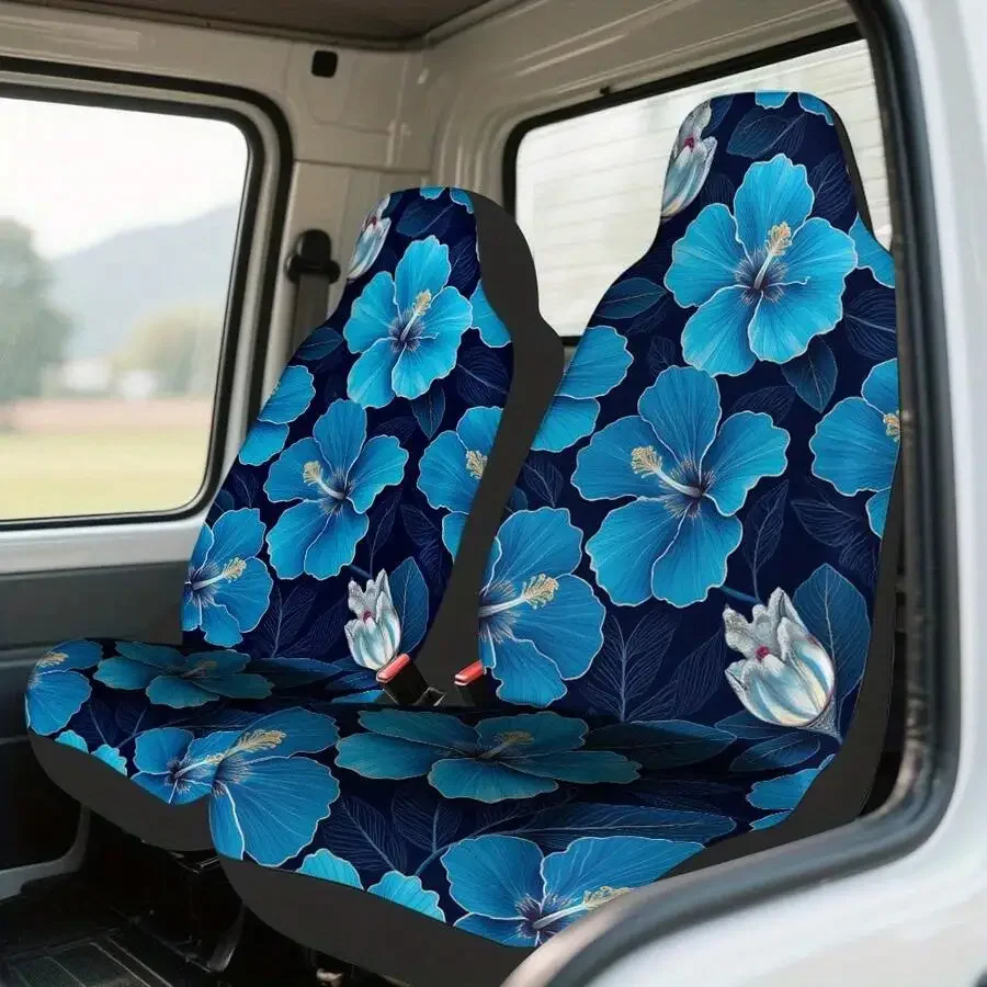 

Universal Blue Tropical Hibiscus Car Seat Cover Set, Machine Washable, Easy Install