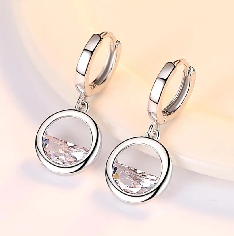 925 Sterling Silver Half Round Moissanite Classic Spring Water Drop Earring For Women Sparkling Wedding Party Fine Jewelry Gift