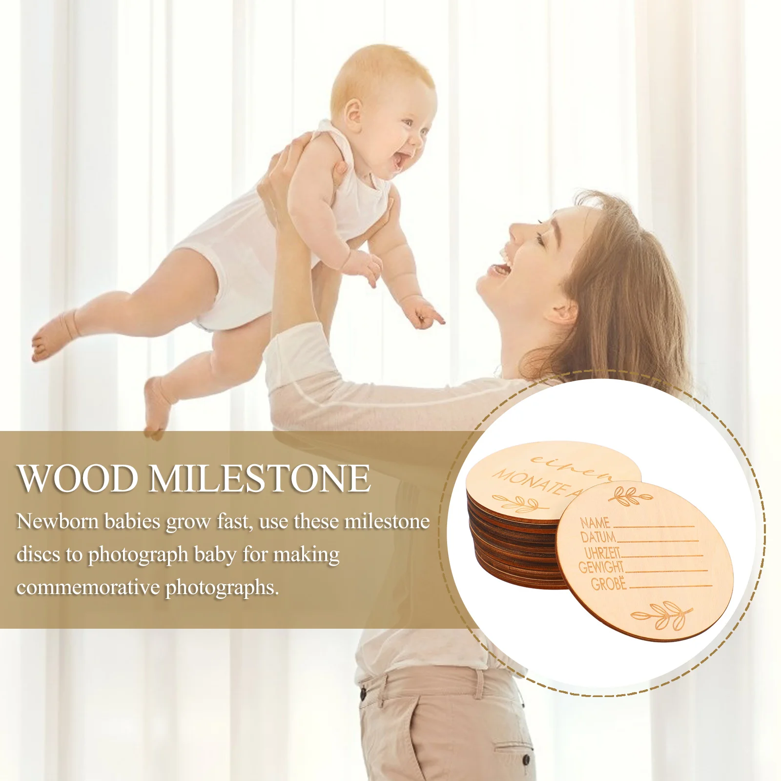 16Pcs Baby Milestone Cards Wooden Monthly Cards Prop for Newborns Boys Girls wood milestone milestone discs