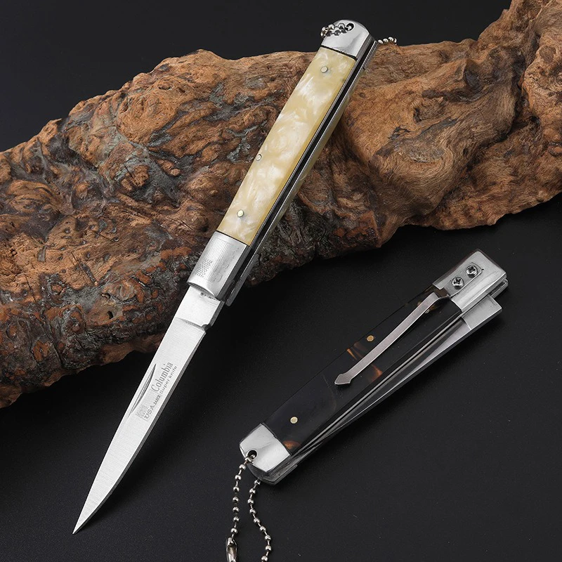 Portable Resin Handle Folding Knife Multifunctional Outdoor Camping Pocket Knife Stainless Steel BBQ Cutting Tools Fruit Knives