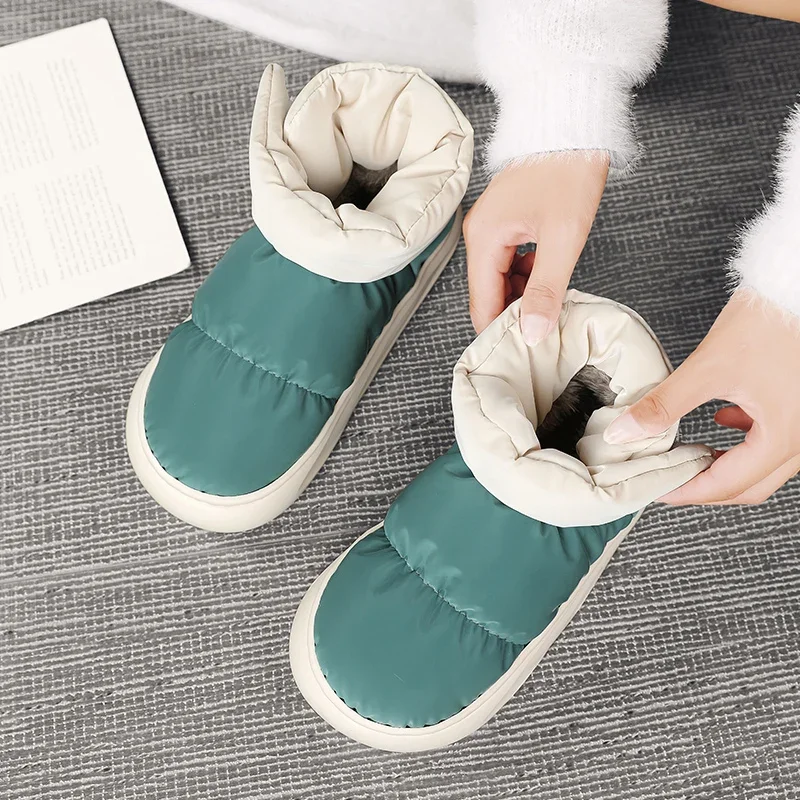 

Outdoor Plush Warm Men's Snow Boots Winter Couple Cotton Shoes Down Non-Slip Waterproof Fashion Kids Shoes Slip on Soft Sneakers