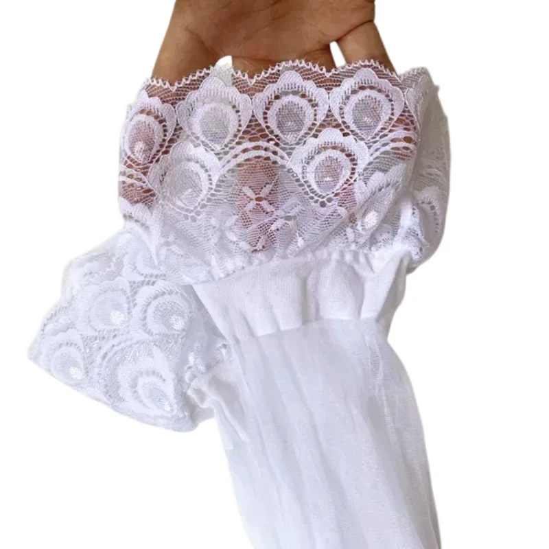 Retro Oil Flashing Lace Top Silicone Stay Up Thigh High Stockings Women Sexy Transparent Cosplay Meidas Hot Pole Dance Clubwear