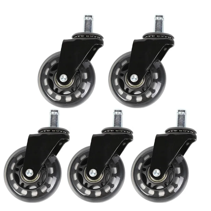 2.5“ 3" 11/22 Set of 5pcs PU Replacement Office Chair Caster Wheels Heavy Duty & Safe for All Floors Including Hardwood