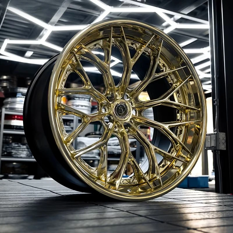 OEM 2-piece Monoblock Concave Wheel Forged Hub 5x120 5x114.3 5x130 Wheel 18 19 20 21 22 24  Inch Gold Wheel Sport Deep Concave