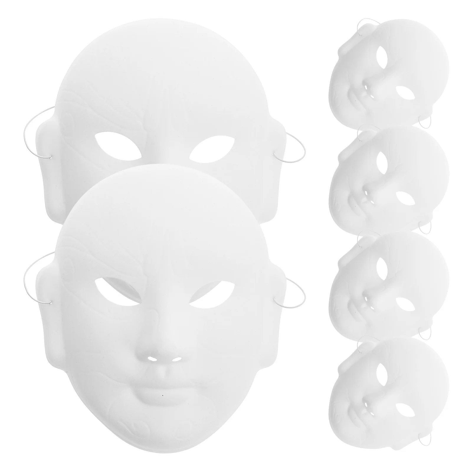 

6 Pcs White Paper Masks Peking Blank Paintable Mask Paintable Unpainted Masquerade Halloween Craft Carnival Props