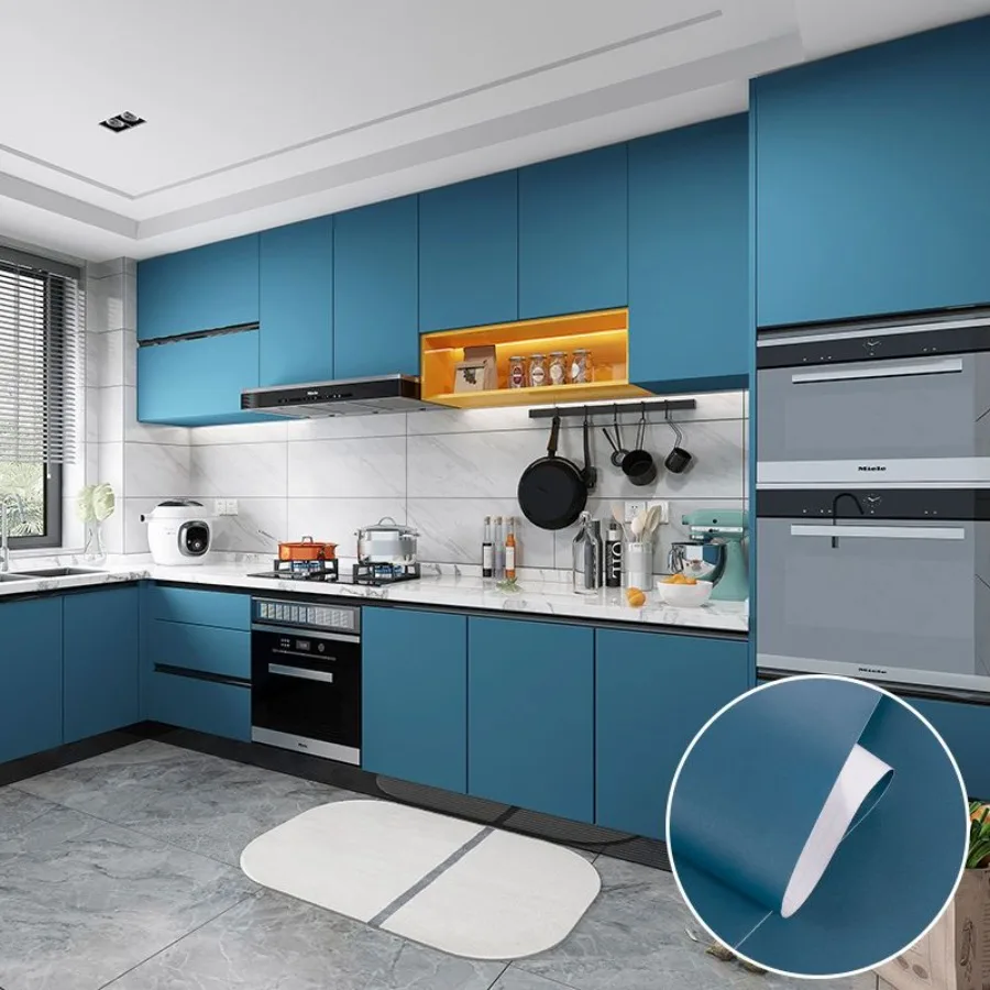 Matte Waterproof Self Adhesive Wall Paper Muebles Cuisine Oil Proof Thick Kitchen Cabinets Armoire Door Stickers Contact Paper