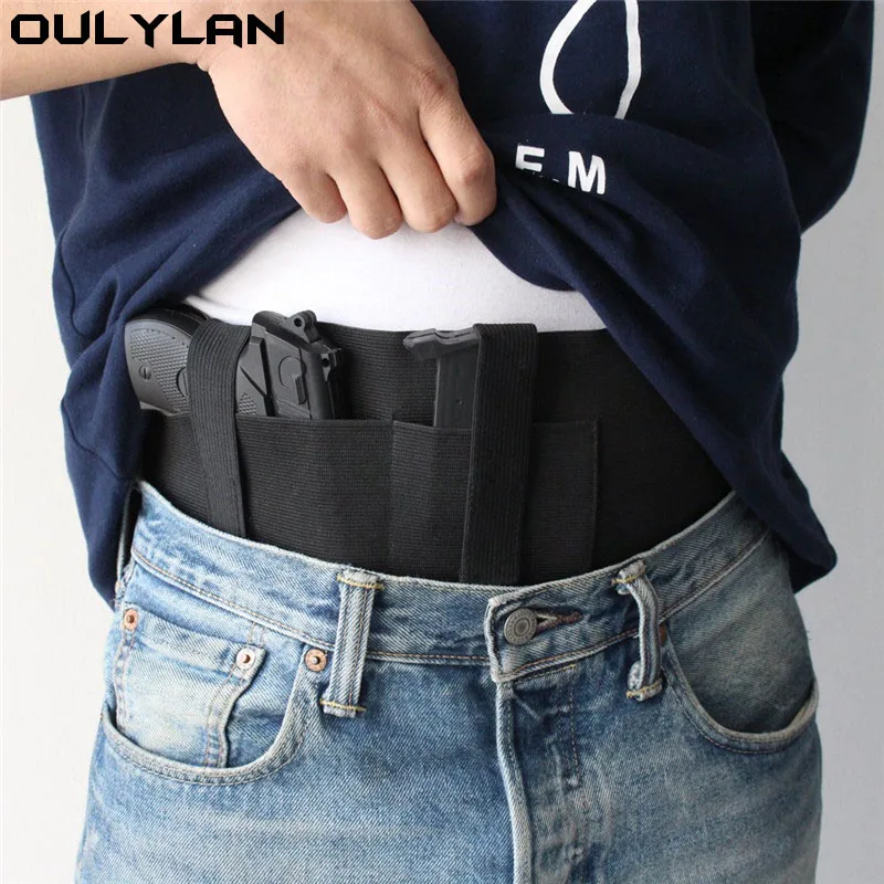 Adjustable Tactical Belly Band Holster Pistol Gun Universal Left and Right Concealed Carry with Magazine Pouch Fits Glock