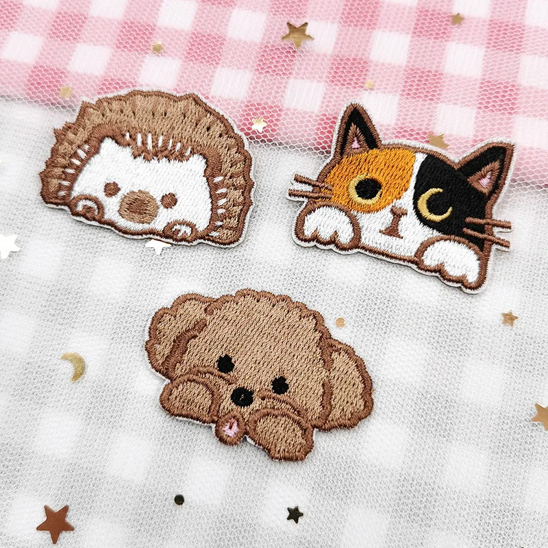 Cute Embroidered Patches For Clothing DIY Clothing Patches Cartoon Dog Hedgehog Animals Patches On Clothes Stickers Appliques