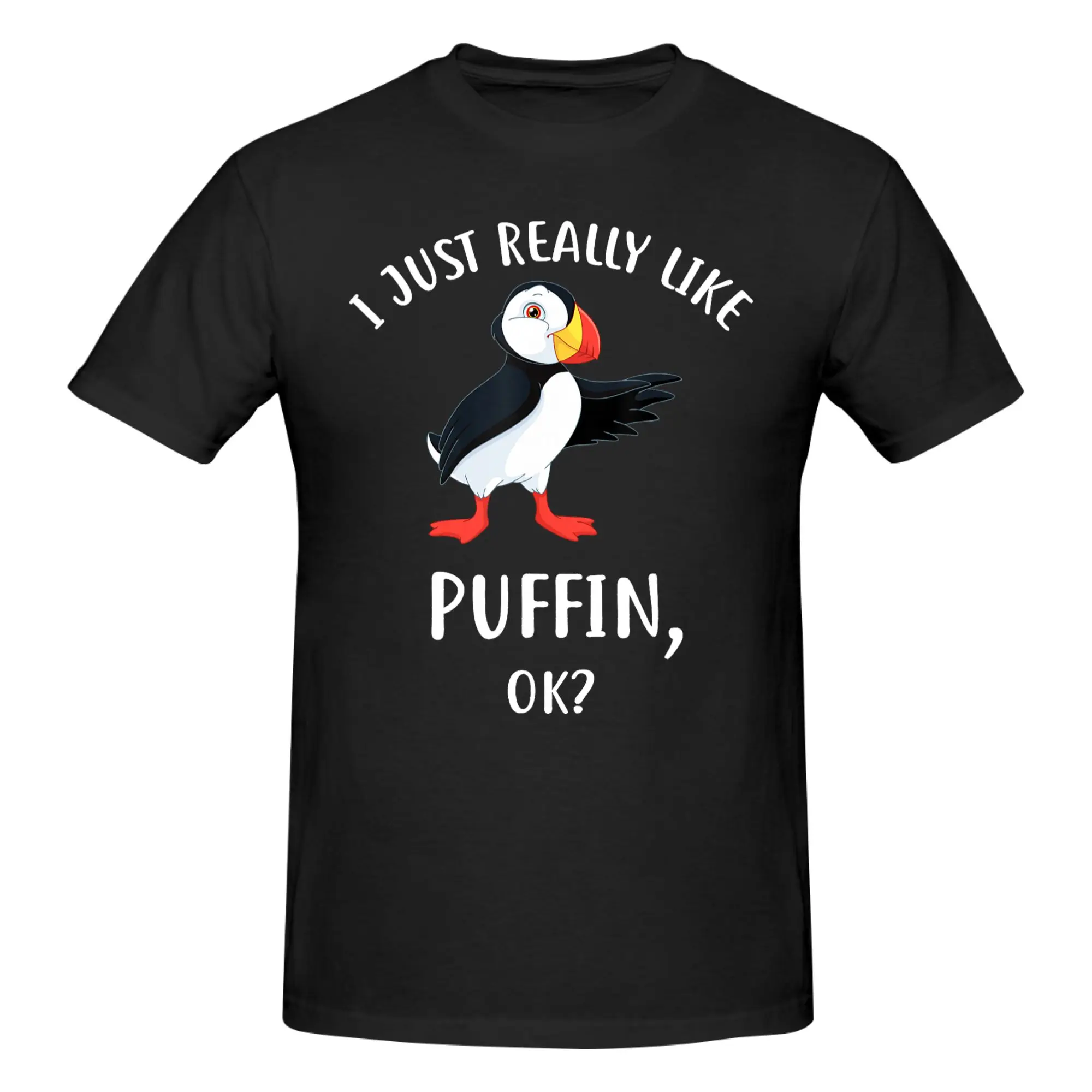 1 Piece Cute Graphic 100% Cotton T-Shirt I Just Really Like Puffins Tees Tops For Men