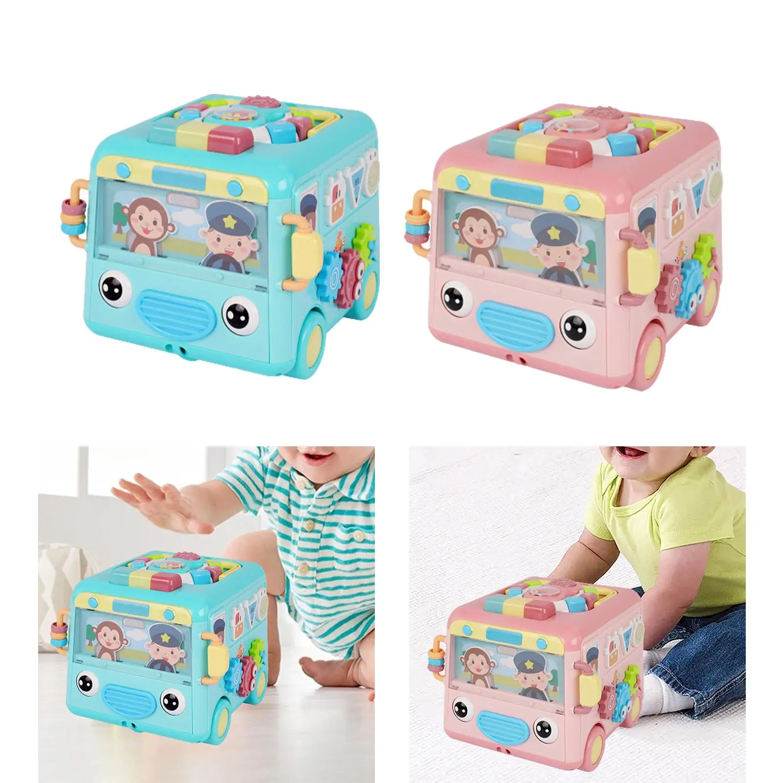 Bebê ônibus brinquedo desenvolvimento aprendizagem com música habilidades motoras finas crianças brinquedo sensorial para meninos meninas crianças bebê presente