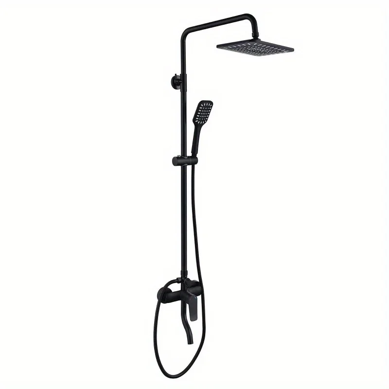 

Luxury Matte Black Shower Set with Faucet Rain Cold and Hot Water Bathroom Square Style Shower Bath Set