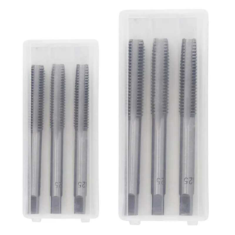 3-teiliges HSS-Gewindebohrer-Set M2-M24 Gerade Geriffelte Gewindebohrer 1/2/3 3-Stufen-Gewindebohrer-Kombination Metrische Handgewindebohrer Bohrer