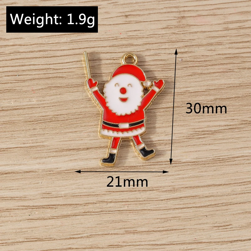 10 stücke Cartoon Emaille Weihnachten Santa Claus Charms Anhänger für Schmuck Herstellung Halsketten Ohrringe Armband DIY Handwerk Zubehör – Detail 23