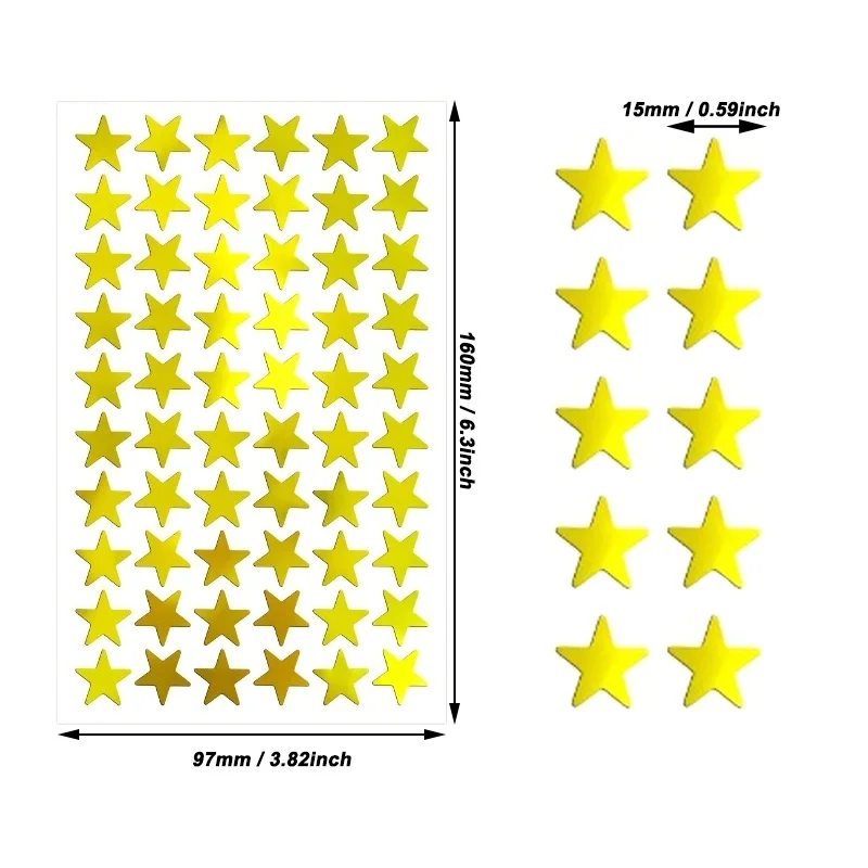 300pcs Small Foil Golden Star Stickers for Reward, Student Planner and School Classroom Teacher Supplies, 0.59 Inch Diameter