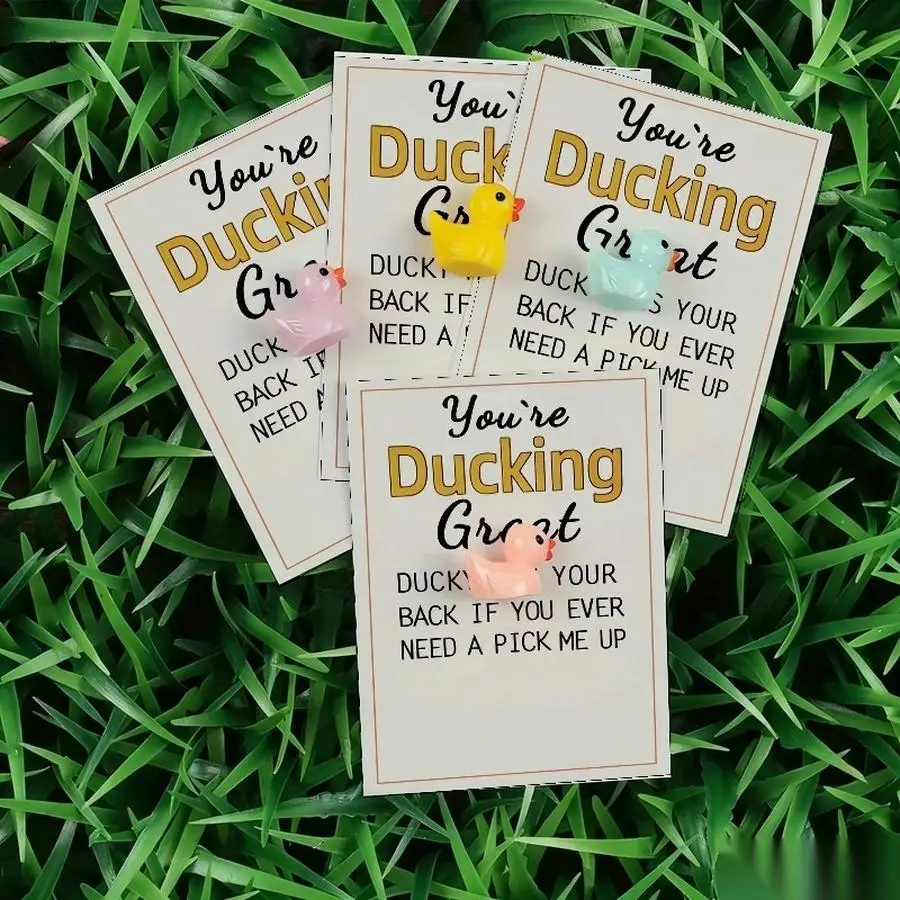 1/5/10/20/50/100pcs  Lucky Duck Pocket Hugs - Fantasy Theme Resin Charms with Inspirational Messages, Assorted Colors, Includes