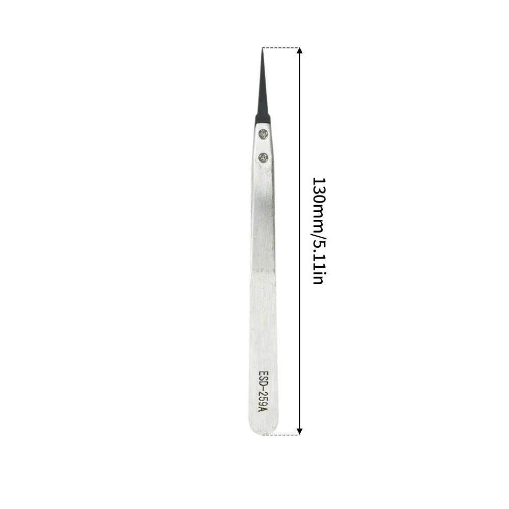 ESD‑259A Anti‑Static Sandblasted Stainless Steel Tweezers Replaceable ESD Tips Precision Pointed Tip for Circuit Board Repair