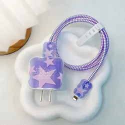 Cute IPhone Charger Protector Cover 18W 20W Flower Rainbow Paw Charger Head Case 1m Cable Cover for IPhone 14 13 12 Pro Max