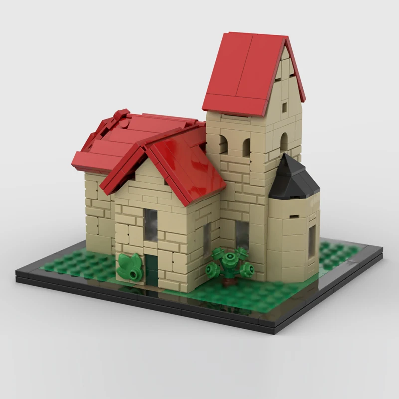 Model Ulicy Miejskiej MOC Klocki Konstrukcyjne Kościół Miasteczko Architektura Modularna Technologia Prezent dla Dzieci Zabawki do Składania Zestaw