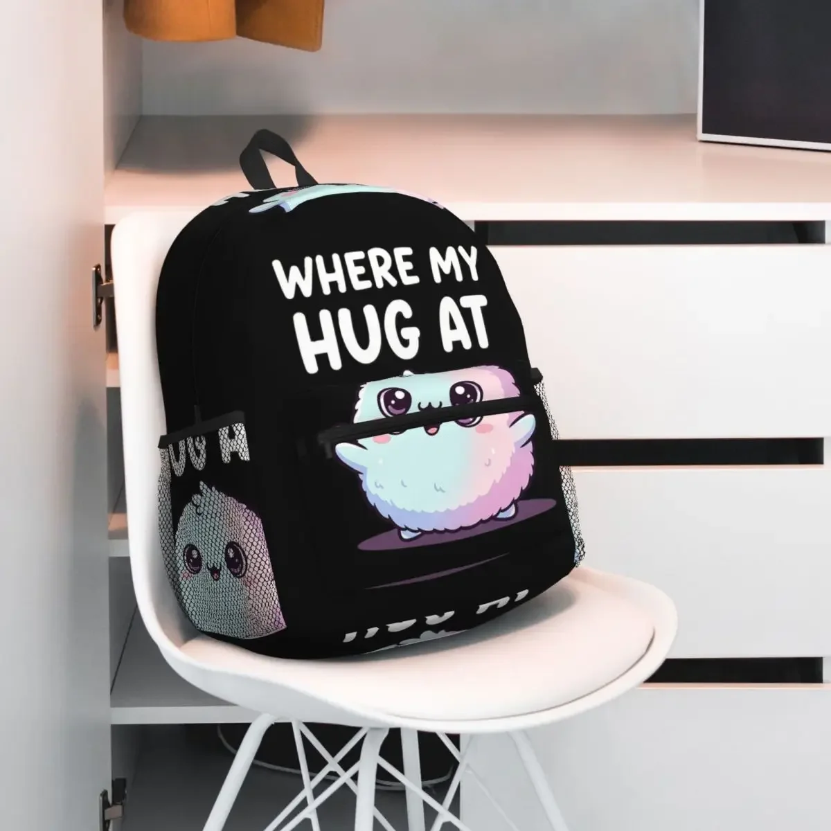 

Пушистый монстр, где мой обнимает милый художественный рюкзак, рюкзак большой вместимости, детская сумка для книг, школьная сумка, сумки на плечо для мужчин и женщин