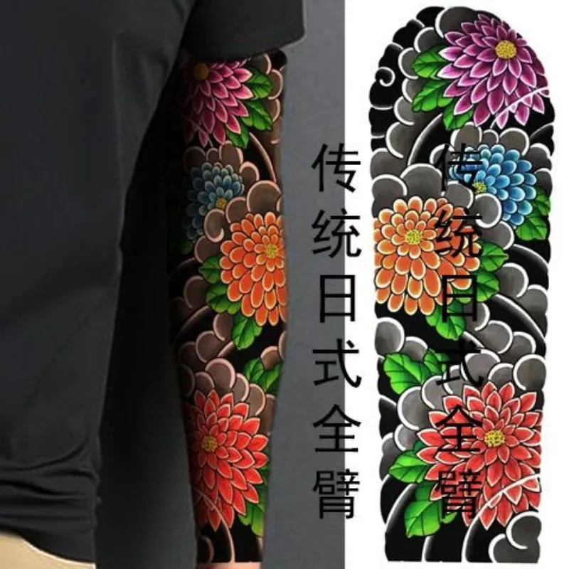 Japanese Temporary Tattoos for Women Man Full Arm Fake Tattoo Retro Art Lasting Tattoo Stickers Waterproof Tatuajes Temporales