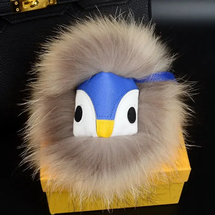 Handmade Faux Fur Raccoon Plush Ball, Monster Pendant, Cute Keychain, Bag Charm Decoration