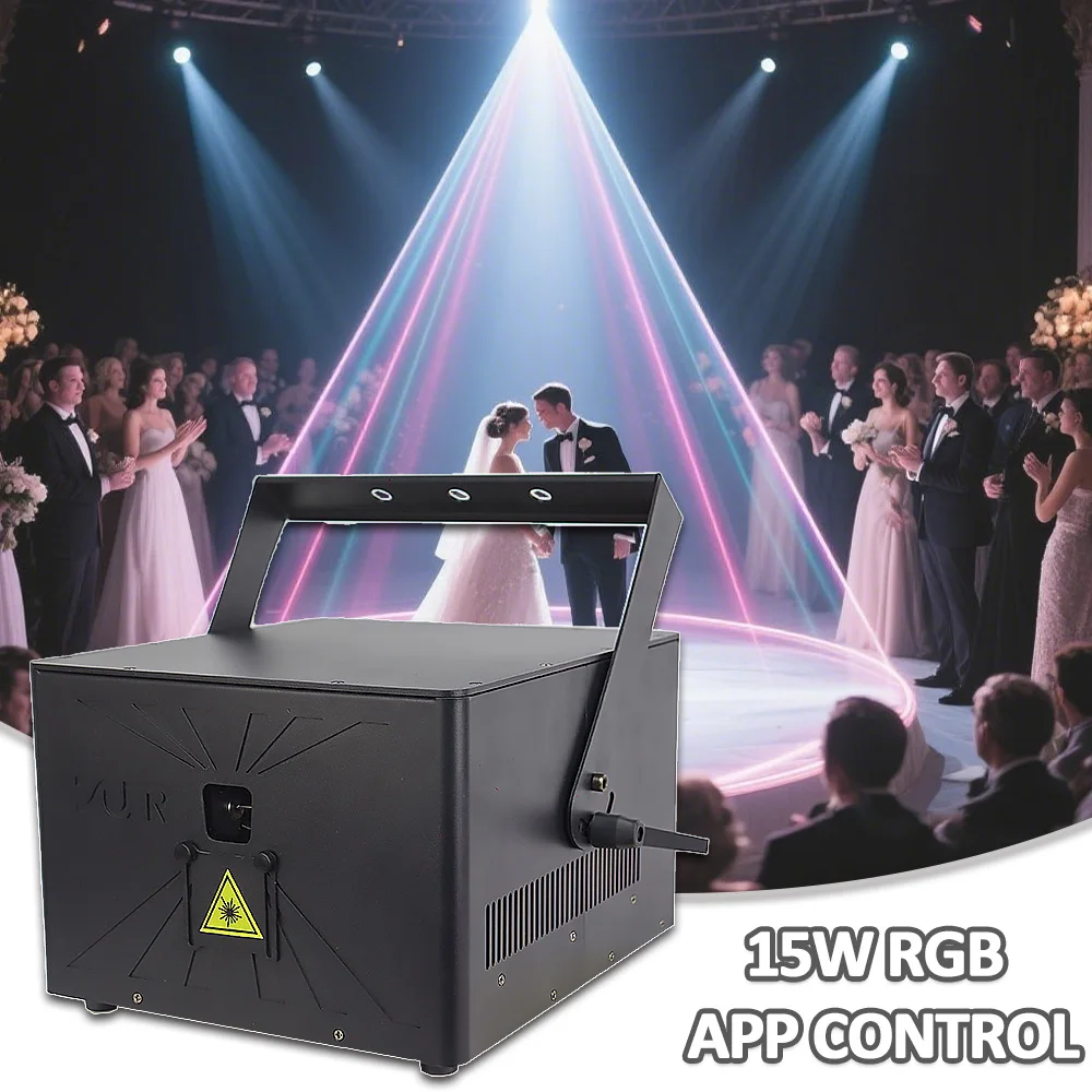 

YUER APP Bluetooth15W RGB Beam Projector Laser Lighting 30Kpps Scanner For Dj Wedding Club Stage Lighting Christmas ILDA RJ45