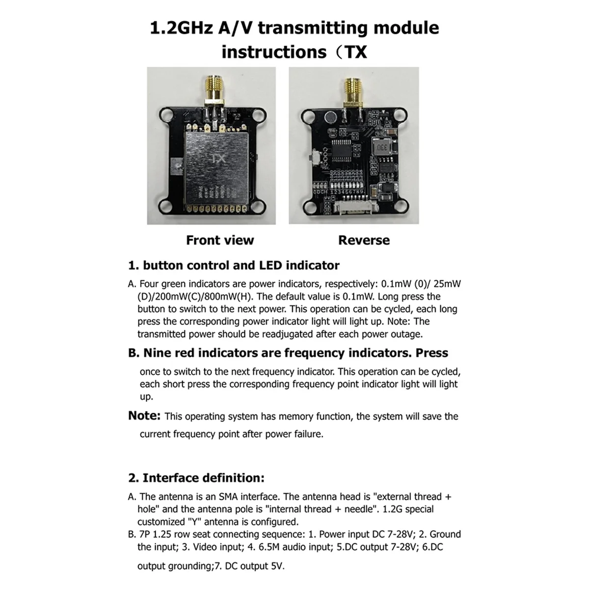 

1.2G 1.3G VTX Video Transmission Transmitter Kit for RC FPV Drone Aircraft Helicopter Model Parts