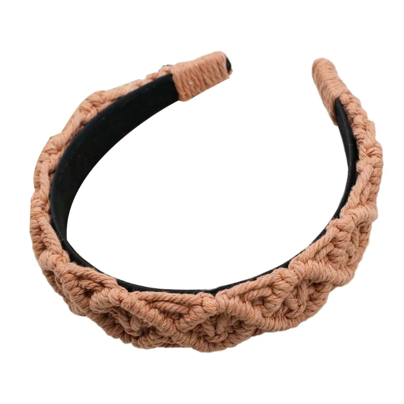 

M2EA Bohemian Braided Headband Bohemian Turban Wide Hairbands For Women Non Slip Hair Hoop Handwoven Cotton Braided Headwear