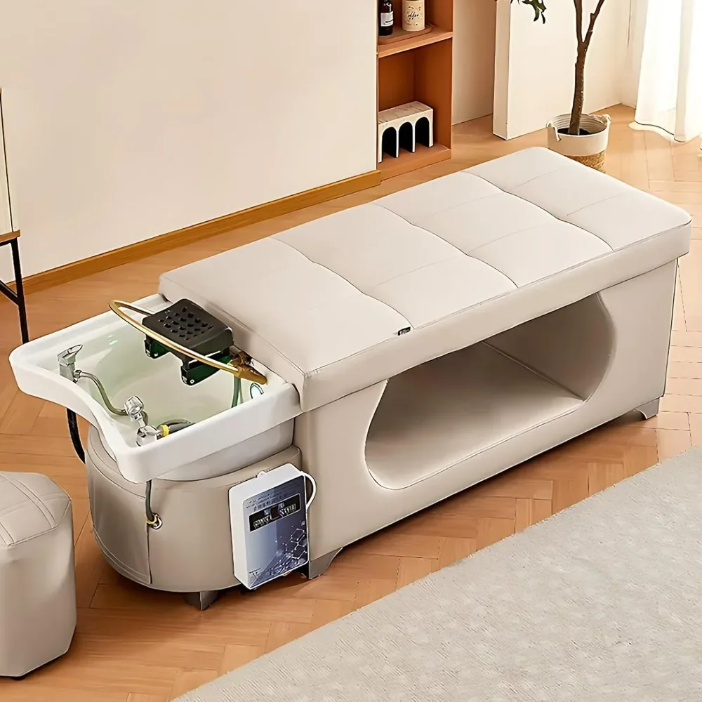 

Massage Shampoo Bed Head Spa Equipment with Storage Space, Shampoo Bed Includes Textured Design,Massage Table for Beauty Salon