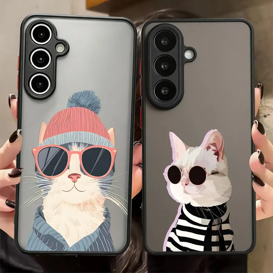 Cartoon Cat Case for Samsung Galaxy A14 A23 A73 A33 A54 A16 A15 A56 A55 A35 A34 A36 A17 A52 A53 A52S A72 Phone Cover