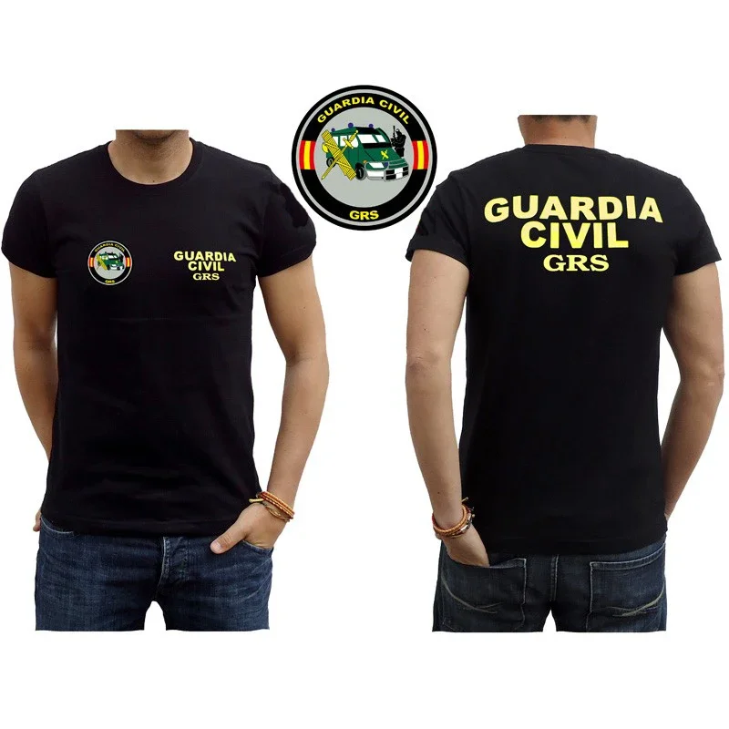 Camiseta España Guardia Civil GRS Insignia. 100% Algodón De Alta Calidad, Cuello Redondo,