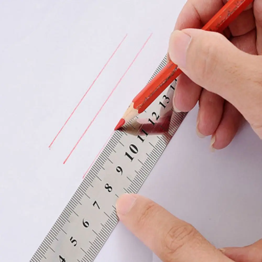 Classic Simple 15cm Straight Rulers Durable Double Sided Metal Ruler Practical Students Measuring Tool