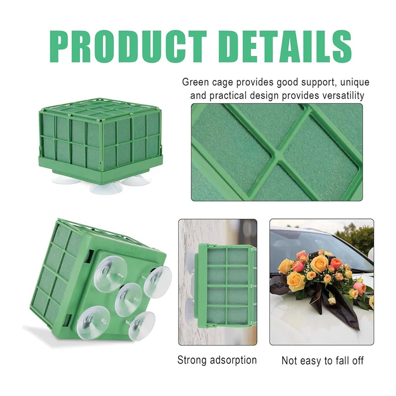 M04K Floral Foam Cage With Square Flower Foam Blocks Holder, Floral Foam Blocks For Artificial Flowers Arrangements 8Pcs