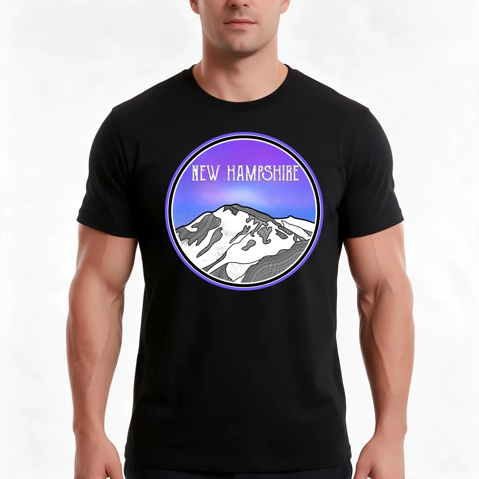New Hampshire Mountains T-Shirt, Summer Casual Cotton Tee, Oversized Streetwear Tops, Vintage Graphic Print, Unisex Men Women