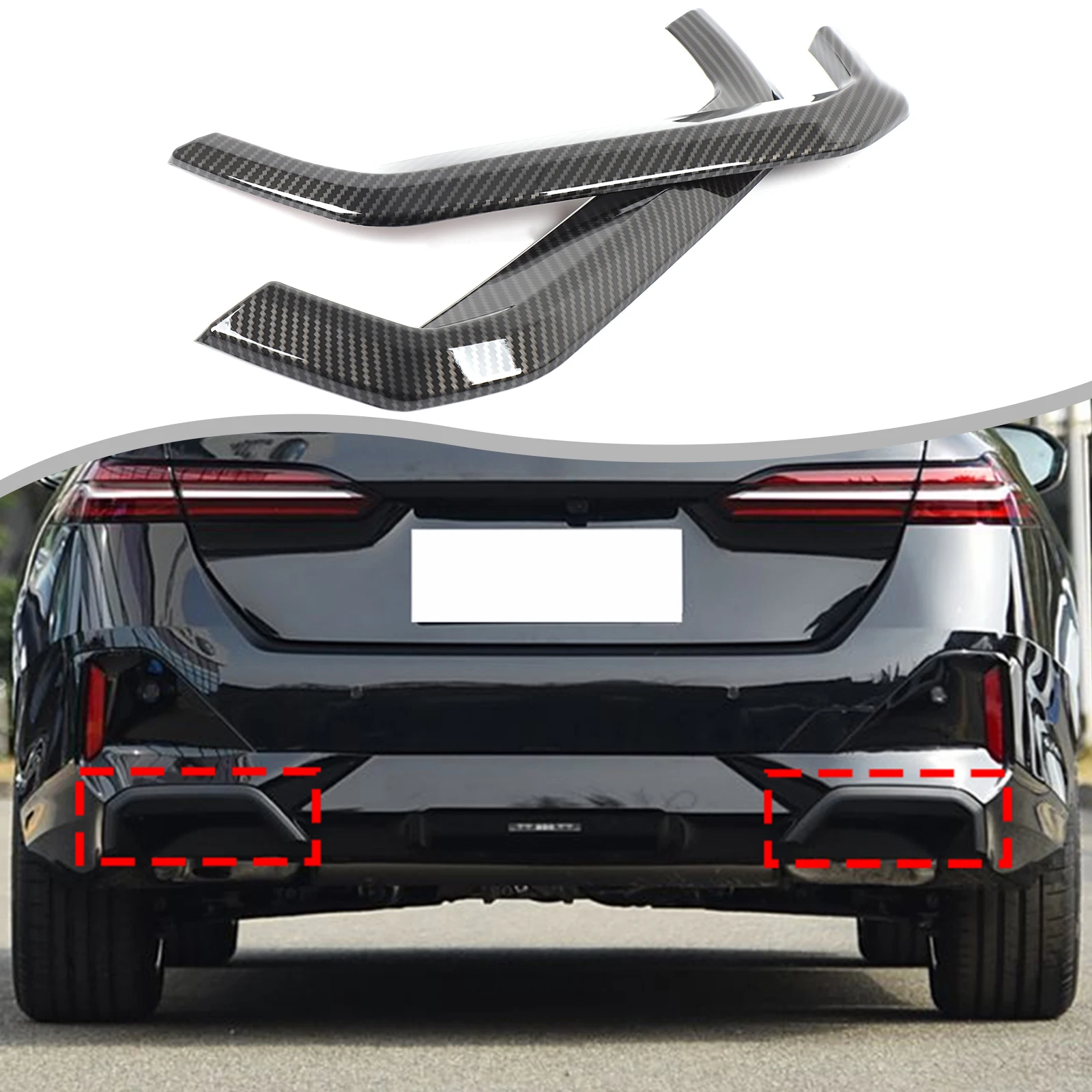 

ABS Carbon Fiber Exhaust pipe Tailpipe Trim Frames for BMW 5 Series 2024 (Imported Version) Car Accessories