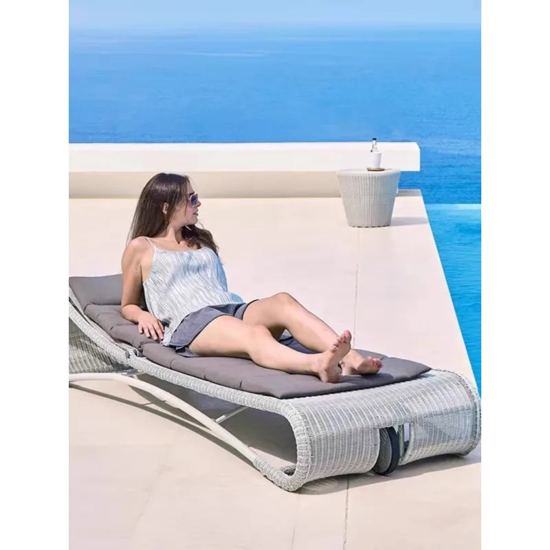 

Hotel swimming pool rattan bed outdoor courtyard garden beach leisure lounge chair balcony rain and sun protection furniture