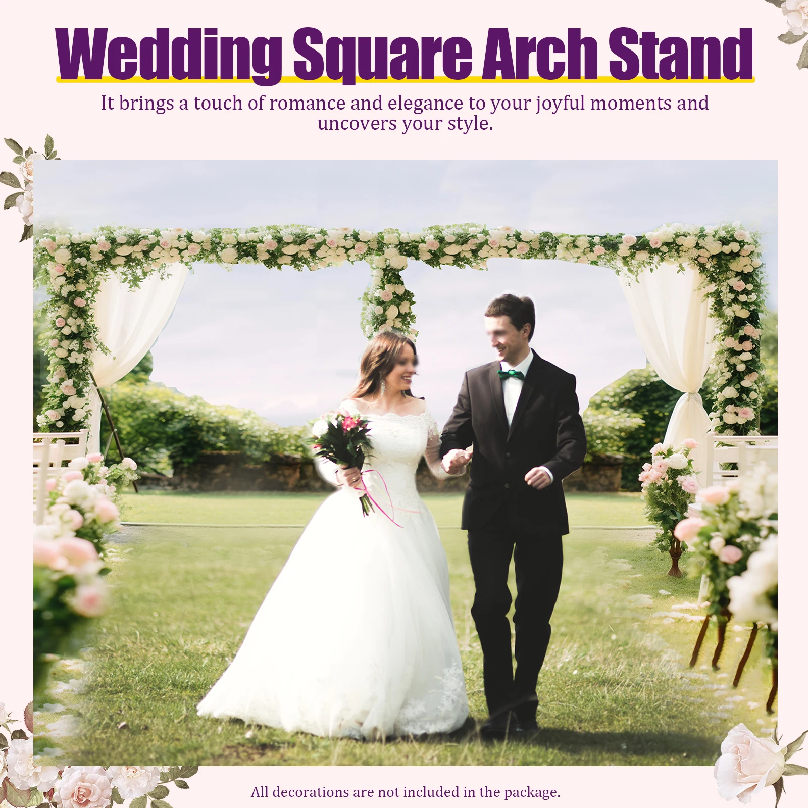 

6*3m Arch Stand Wedding Arch Backdrop Stand DIY Decoration Balloon Frame for Weddings Parties Plant Climbing Stand Silver