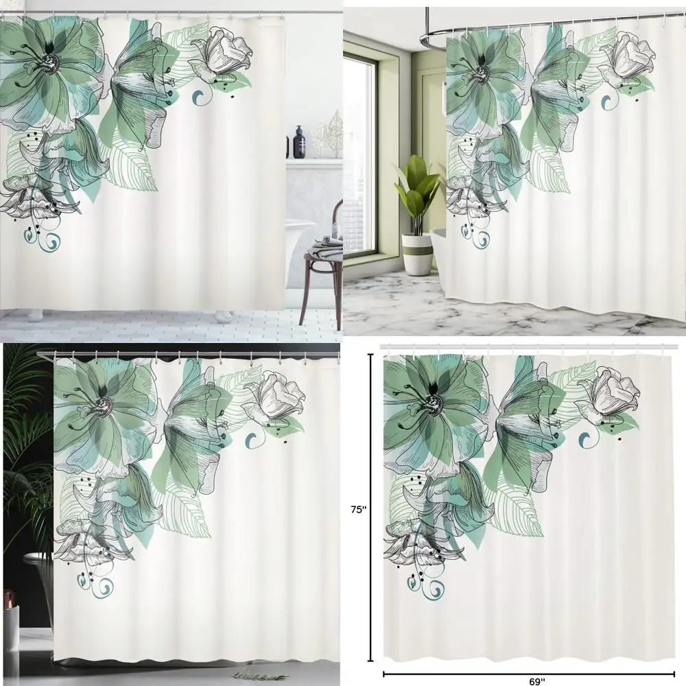 

Занавеска для душа с цветочным принтом знаменитого сезона и бутонами и листьями, комплект тканевого декора для ванной комнаты