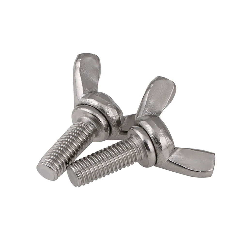 Yiqianyuan 3/16-24 BSW 1/4'' 5/16'' UNC DIN316 SUS304 Stainless Steel Wing Screws Hand-Tighten Butterfly Bolts for DIY Projects