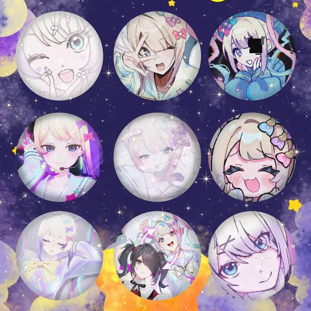 Kangel Needy Streamer Overload Cartoon Round Brooches On Backpack Jacket Acrylic Button Pins Collection Gifts