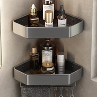 Bathroom Wall Mounted Storage Rack Gun Gray Bathroom Corner Integrated Space Aluminum Corner Rack