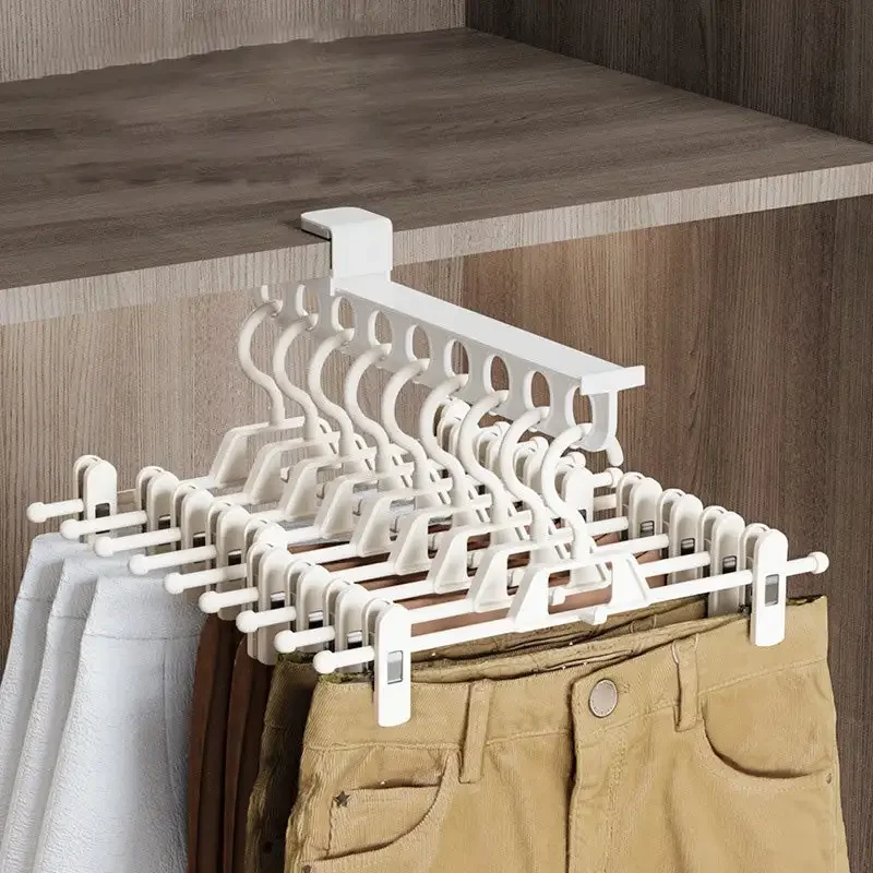 Pull Out Closet Organizer Household Pulling Slide Track Pants Rack Wardrobe Clothes Organizers for Space Saving and Storage