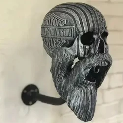Skull Helmets Holder Wall Mount Motorcycle Skull Hat Stand Wall Mounted Hanger Resin Crafts Decorative Skull Helmets Holder