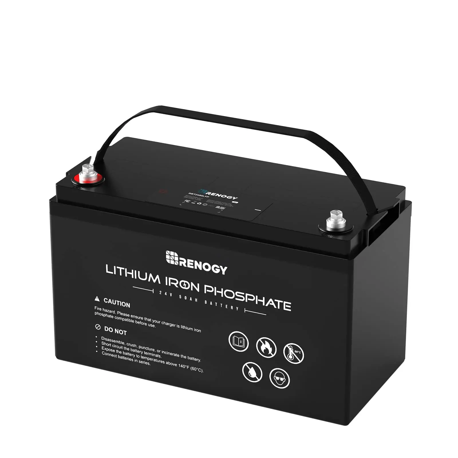 Renogy 24V 50Ah LiFePO4 Deep Cycle Lithium Battery, Over 3500 Cycles, Built-in BMS, Backup Power Perfect for Solar Storage Syste