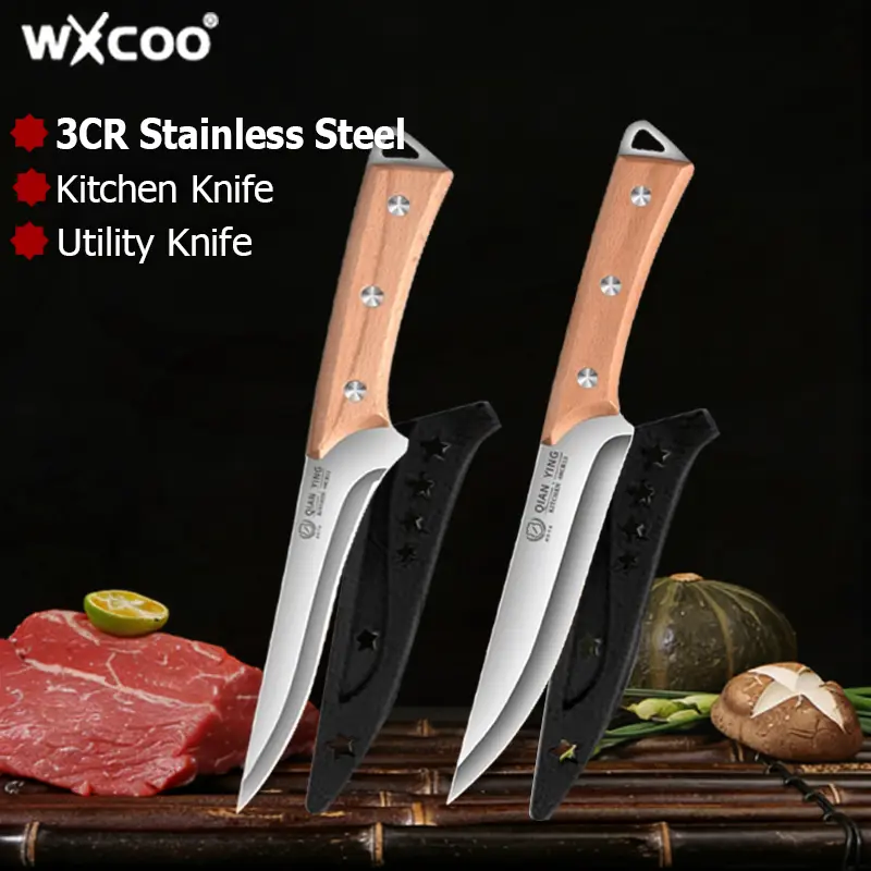 Wxcoo faca de desossa forjada artesanal, faca de cozinha para corte de carne, cortador de frutas multifuncional, faca de filé de peixe, cabo de madeira
