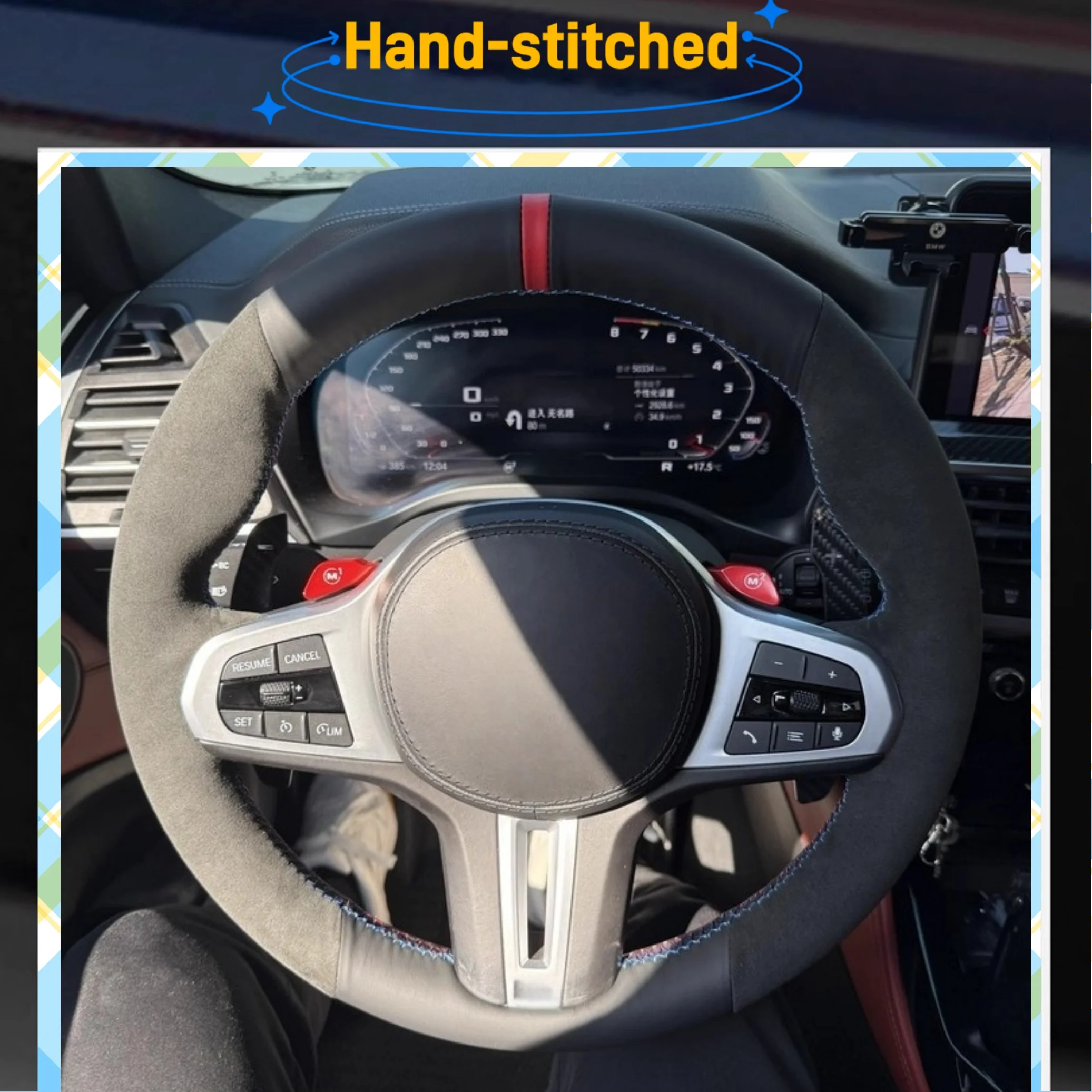 

Customized Hand-stitched Suede Steering Wheel Cover For BMW M Sport G30 G31 G32 G20 G21 G11 G12 G14 G15 G16 X3 G01 X4 G02 X5 G05